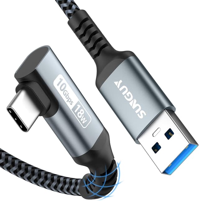 Detalle de SUNGUY USB‑C Kabel Winkel 0,5 m (USB 3.1 Gen 2, bis 10 Gbit/s) – 90° Stecker für Laden & Daten