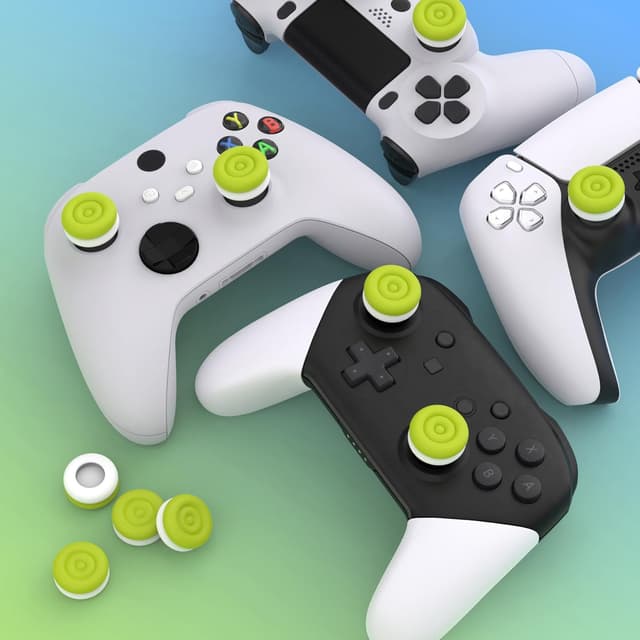 Thumbnail 6 de playvital PlayVital Thumbs Cushion Caps & Thumb Grips (Bright Green & Robot White) for PS5/PS4, Xbox & Switch Pro