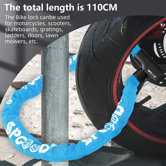 Thumbnail 6 de SPGOOD Fahrradschloss mit Kette, 90 cm, 3 Schlüssel – 6 mm Kettenglieder & wasserdichte Abdeckung