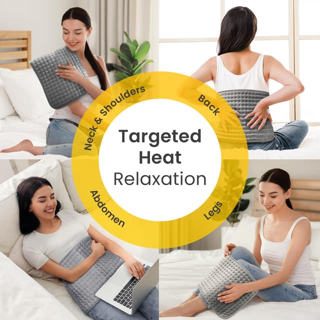 Detalle de Heat Pad by Cosi Home® Luxury Electric Heating Pad (Extra-Large) with Digital Remote, 6 Heat Settings & Machine Washable Design (Grey)