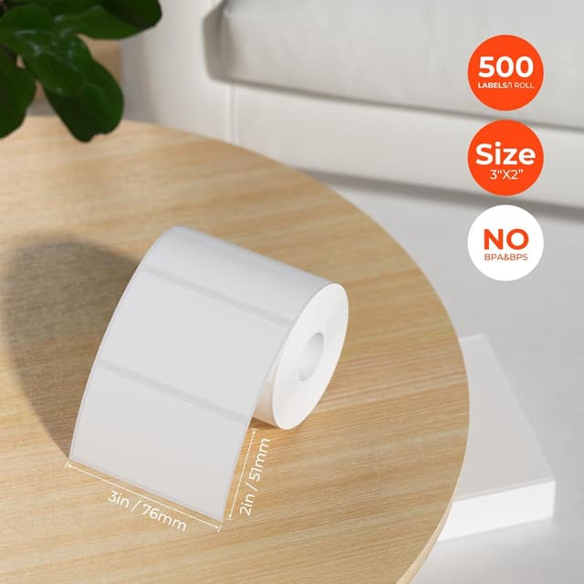 Detalle de MUNBYN 76mm x 50mm thermal labels