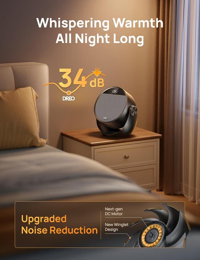 Detalle de Dreo 1500W Portable Electric Heater for Home, 60° Adjustable Tilt, 10.5ft/s Fan Heater with Remote, 8 Safety Protections, 12H Timer, 3 Modes, Silent Small Ceramic Space Heaters for Bedroom, Atom 320
Dreo 1500W Portable Electric Heater for Home,…