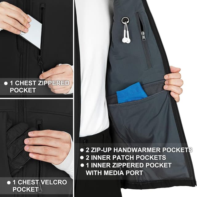 Detalle de 33,000ft men’s fleece-lined softshell gilet with windproof protection and zipped pockets