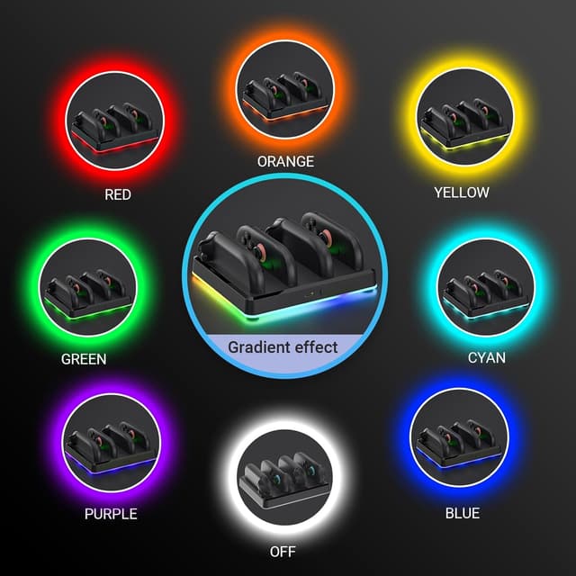 Detalle de Switch 2 Joy-Con Charging Dock (4-in-1) – Magnetic Fast Charger with LED, Wall Mount & USB-C Cable