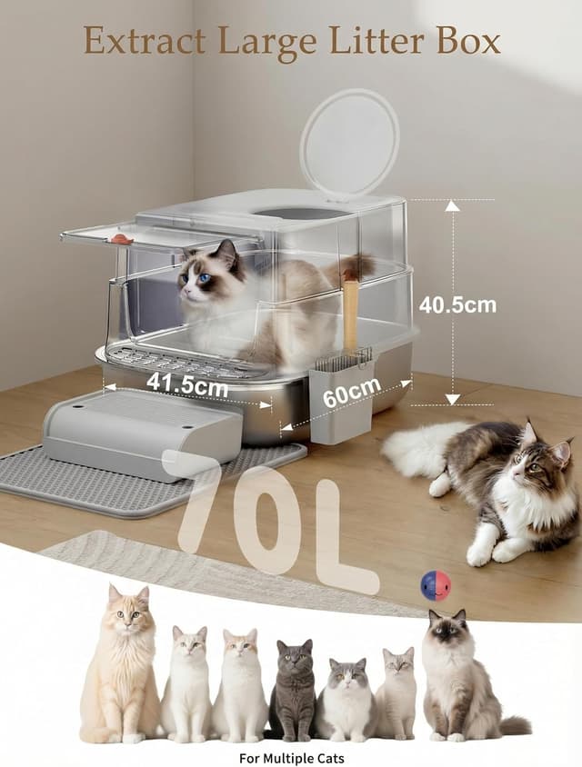 Thumbnail 1 de Stainless Steel Cat Litter Box with Lid
