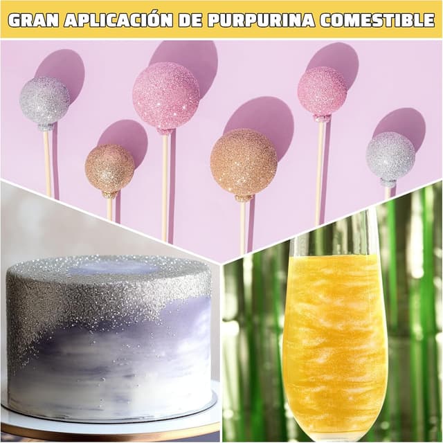 Thumbnail 4 de Fidton Purpurina Comestible Oro y Plata ✨ Para Repostería