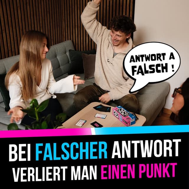 Detalle 1 de ATM Gaming 5050-50% Wissen / 50% Zufall – Das lustige Quizspiel als Kartenspiel für 2 bis 6 Spieler ab 14 Jahren