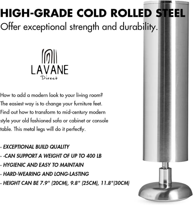 Detalle de Edelstahl Möbelfüße La Vane 4er Set 25 cm