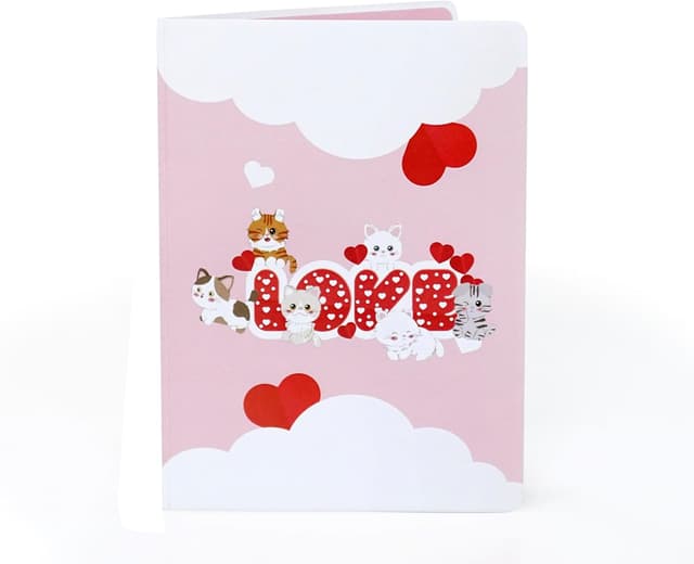 Detalle de CUTPOPUP Love – carte pop-up 3D d’anniversaire, Saint-Valentin et vœux (Love Text with Cats)