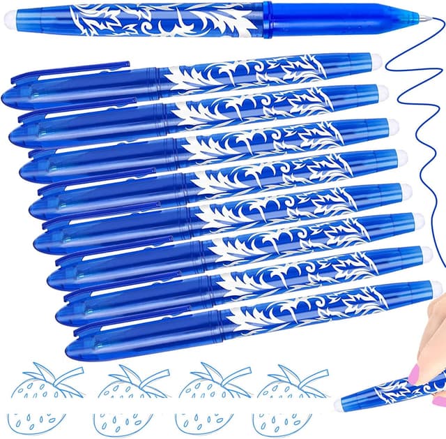 Detalle de 8 Erasable Rub Out Pens (0.5mm) with End Rubber Eraser – Coloured Gel Pens for Office, School & Planning