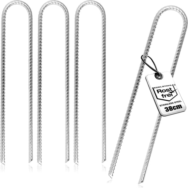 Detalle de COM-FOUR 4 ancrages au sol XL en acier galvanisé, forme en U (38 cm) pour tentes et trampolines