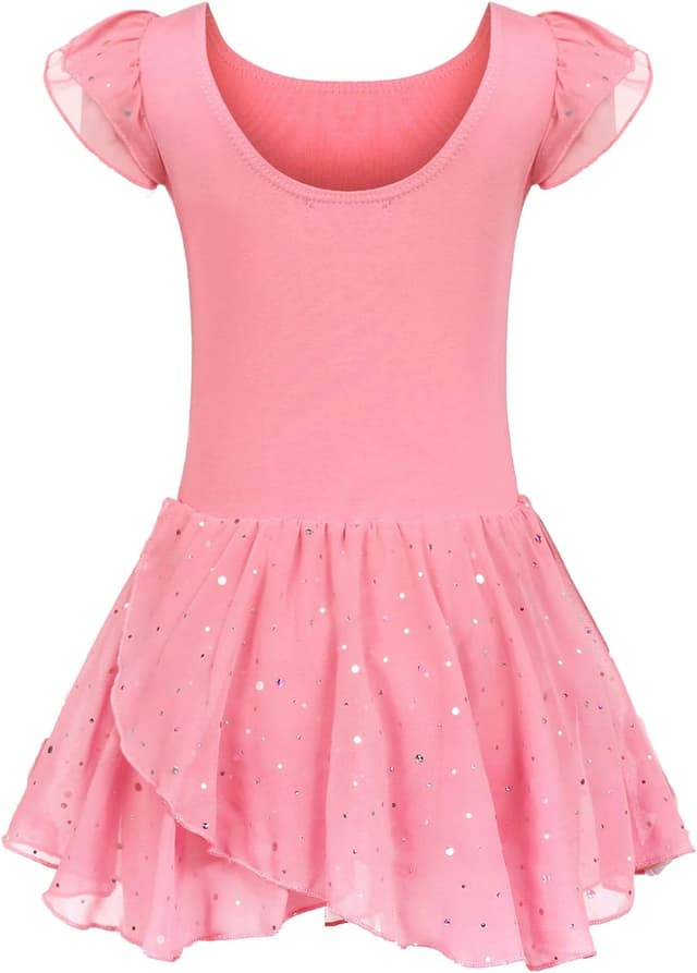 Detalle de Trudge Vestito da balletto in cotone con maniche corte e gonna tutu per bambine