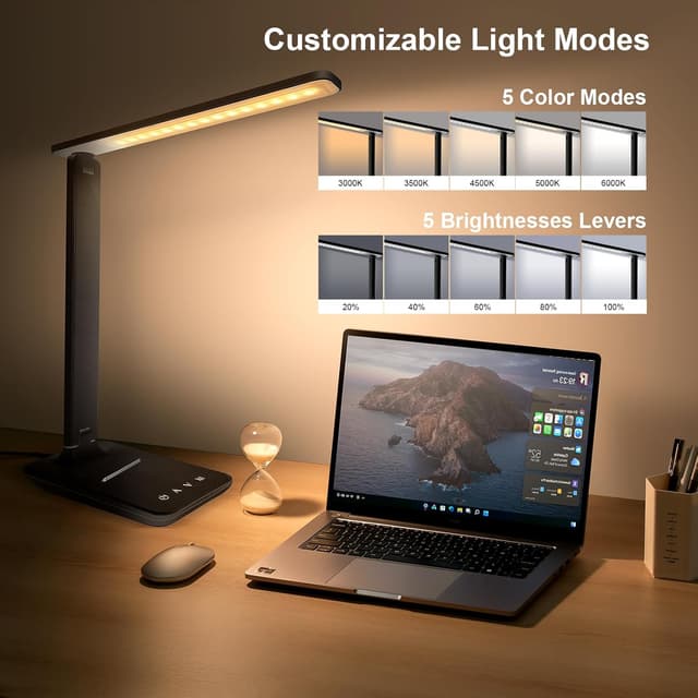 Detalle 2 de joyshie Desk Lamp Dimmable LED 5-mode Touch Lamp