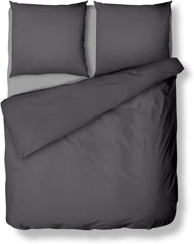 Detalle 1 de Amolavet Sommer-Bettwäsche 200x200 Anthrazit-Grau, 3-teilig aus gebürsteter Mikrofaser mit Reißverschluss