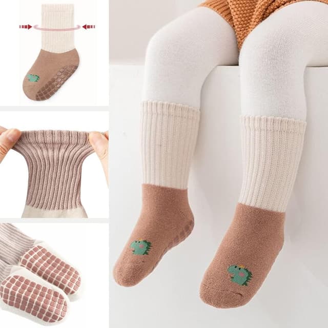 Detalle de FedMois 6er Pack Baby & Kleinkinder Winter-Socken mit ABS-Noppen und breitem Bündchen aus Baumwolle