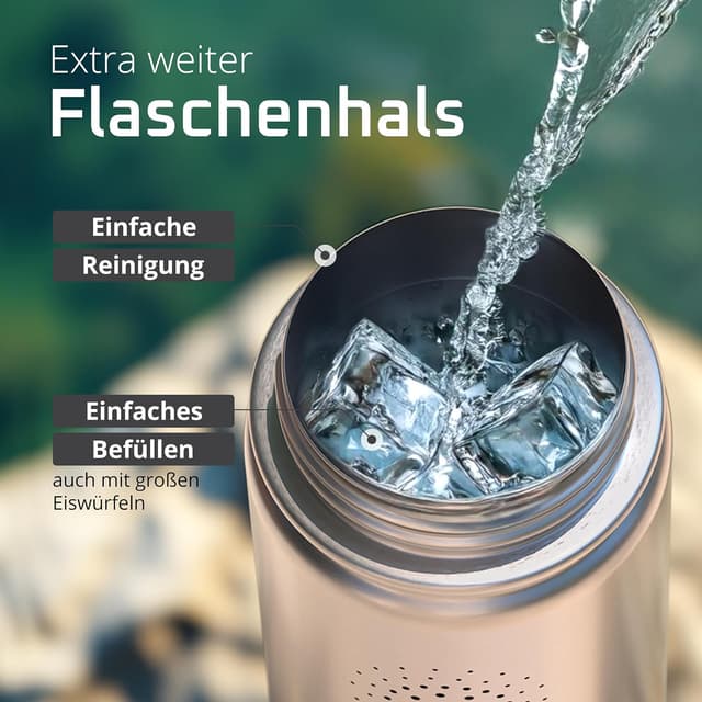 Detalle de ACTIVE FLASK Trinkflasche Edelstahl mit Strohhalm-Verschluss (3 Deckel), auslaufsicher & BPA-frei – geeignet für kohlensäurehaltige Getränke