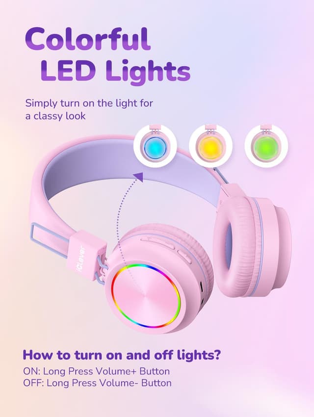 Detalle 2 de iClever Bluetooth Kinder Kopfhörer 25 Stunden