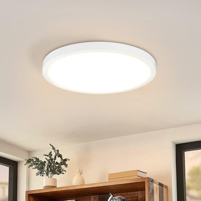 Detalle de ZMH LED-Deckeleuchte flach IP44, 15 W, warmweiß 3000 K – Ø 18 cm für Bad, Küche & Flur