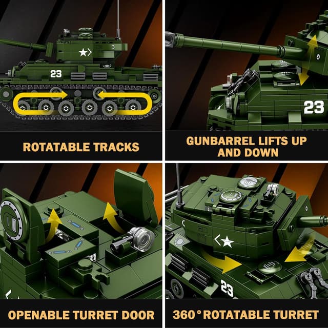 Detalle de Reobrix M4A3E8 Sherman Tank 836 pezzi