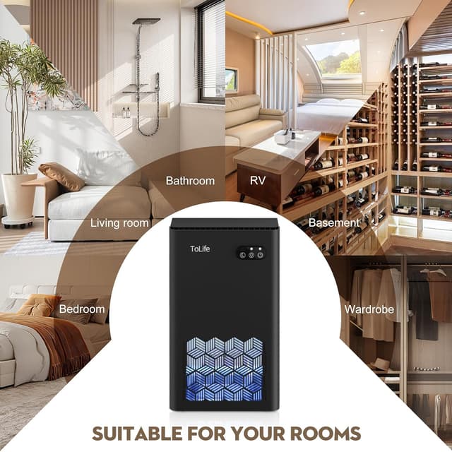 Thumbnail 6 de ToLife Home Dehumidifier (1000 sq.ft) with 95 oz Tank, Auto Shut Off & 7-Color LED, Black