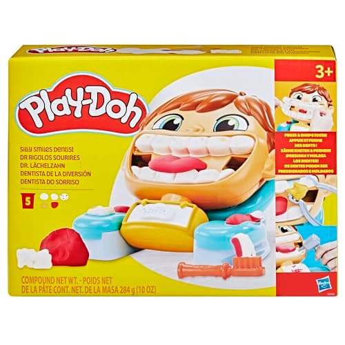 Detalle de Play-Doh Dentista de la diversión con 7 accesorios y 5 botes de plastilina