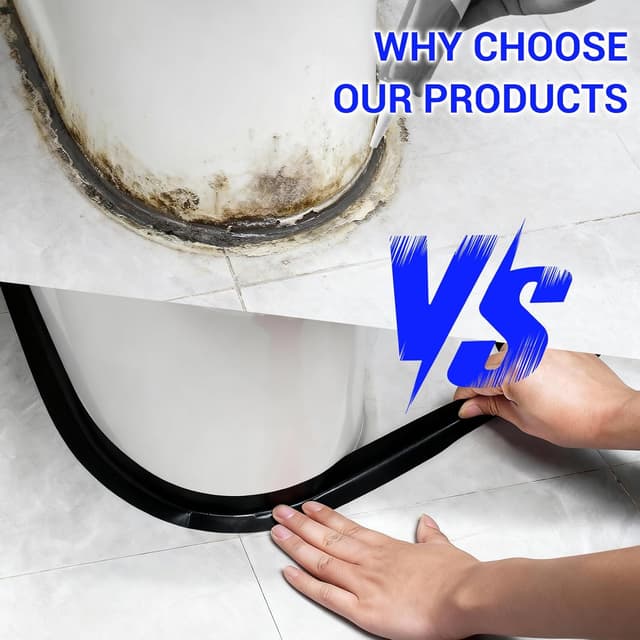 Detalle de TATUNER Bath Sealant Strip self-adhesive caulk tape for bathroom corners (black, 1.5in, 1 pc)