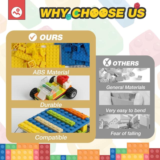 Detalle 2 de HUIZDQ 150er-Set Räder und Achsen + 300er-Paket Bauklötze (Bausteine) für 9 Spielzeugautos ab 6 Jahren