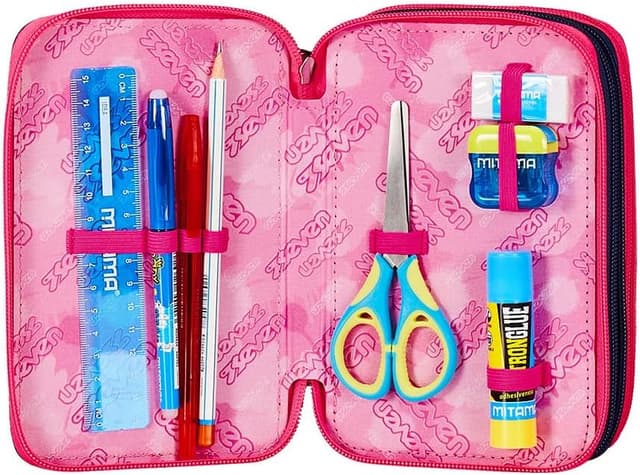 Thumbnail 2 de Seven Astuccio 3 scomparti viola con 44 pezzi: triplo comparto per matite, pennarelli e accessori