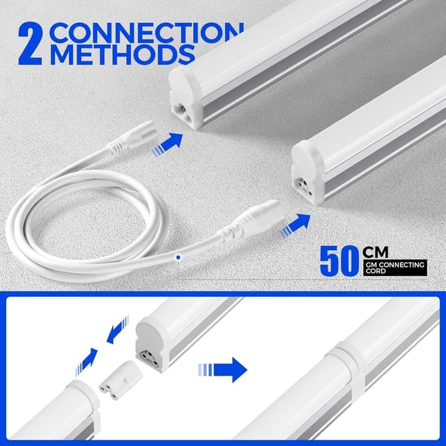 Detalle 2 de Barrina LED Batten Light 4ft (6-Pack) T5 Tube Lights, 20W, 6500K 2200lm