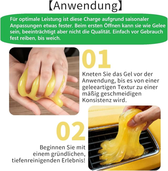 Detalle de ASFSKY Tastatur Reinigungsgel (Zitronengelb) – Reinigungsknete für Auto-Innenraum, Tasten, Polster & Leder