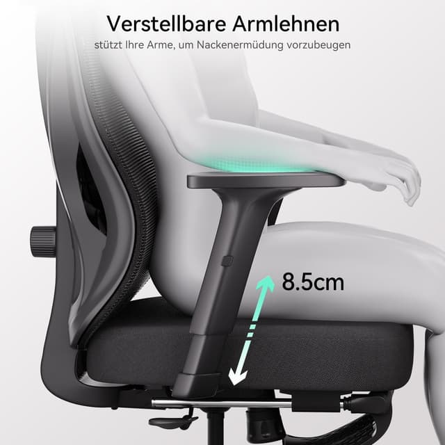 Detalle 1 de Hbada P5 Ergonomischer Bürostuhl 10 cm