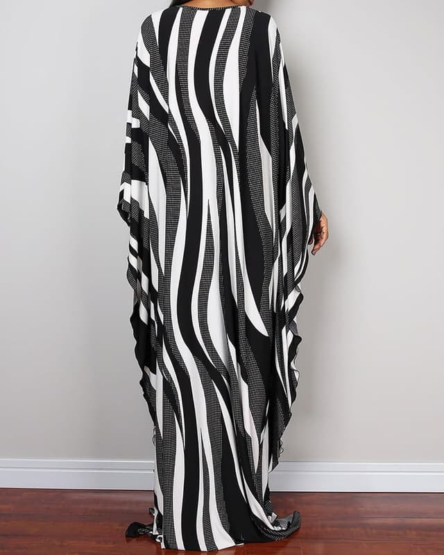 Detalle de Bsubseach Women’s Ethnic Print Kaftan Beach Dress (Plus Size) Swim Cover-Up