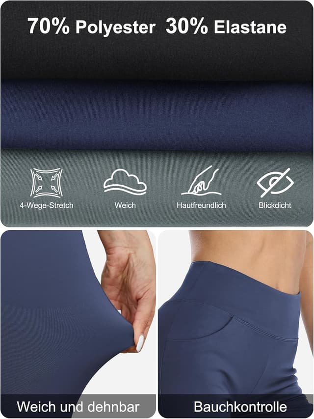 Detalle 2 de MOVE BEYOND Pantalon et pantacourt de yoga bootcut pour femmes à 4 poches et contrôle du ventre