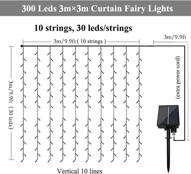 Thumbnail 5 de Chipark Solar Curtain Lights 300 LED