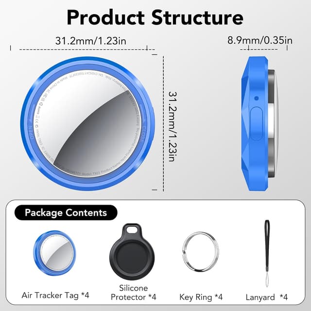 Thumbnail 6 de QCOQ Air Tracker Tags 4 Pack, Find My