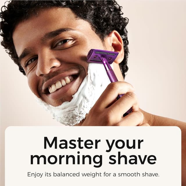 Detalle de ZOMCHI Rasoir de sécurité double tranchant violet avec support + 10 lames