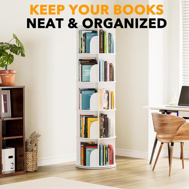 Thumbnail 5 de SpaceAid 5 Tier Rotating Bookshelf Tower 62.2H
