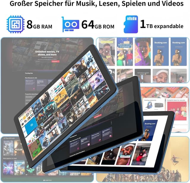 Detalle 2 de 10‑Zoll Android‑Tablet (Android 15) mit 8‑Kern, 8 GB RAM, 64 GB Speicher & Zubehörpaket