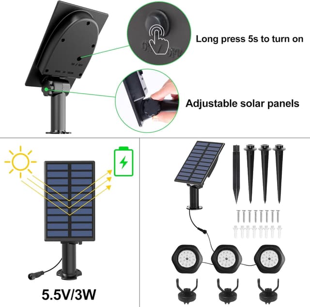 Detalle 2 de NATPOW solar pond lights RGB 18 LEDs