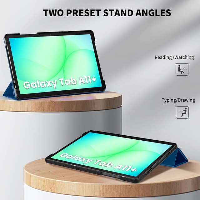 Detalle 2 de CACOE Ultradünne PU-Ledertasche für Samsung Galaxy Tab A11+ / A9+ 11 (2025) mit Standfunktion und Schutzfolie – Meeresblau