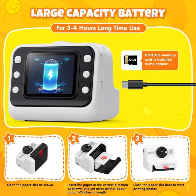 Thumbnail 6 de HiMont Kinderkamera Sofortbild 1080P 3 Rollen