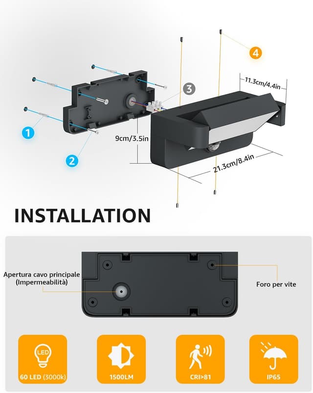 Thumbnail 6 de Aipsun 24W applique LED con sensore