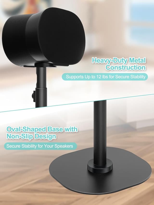 Detalle de Haturi Speaker Stands Pair for Sonos ERA 100 & ERA 300 (Adjustable 22–42 in) with Cable Management