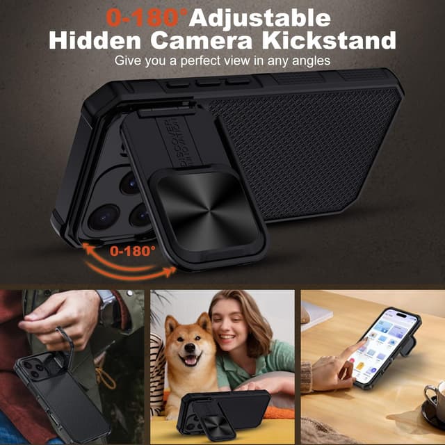 Detalle de XTCASE Coque iPhone 17 Pro magnétique compatible MagSafe avec protection caméra et coulisse étui noir