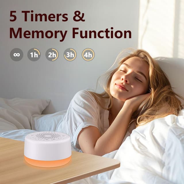 Detalle 2 de Easysleep Sound White Noise Machine with 25 Soothing Sounds and Night Lights (White)