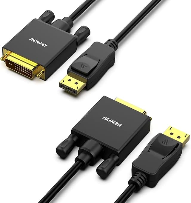 Detalle de BENFEI Cable DisplayPort a DVI 1,8m Pack de 2