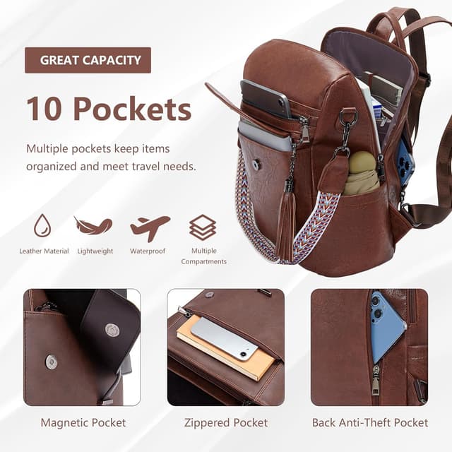 Detalle de SUCIKORIO Petit sac à dos cuir femme vintage 2 en 1