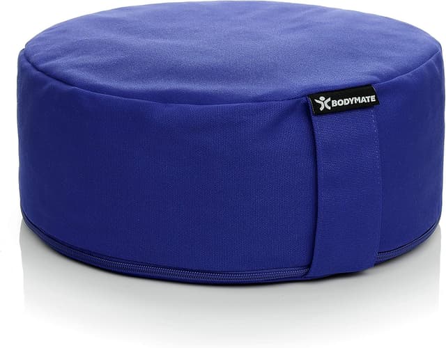 Detalle de BODYMATE Coussin de yoga rond en fourrure de sarrasin, 31 cm de diamètre et 13 cm de hauteur