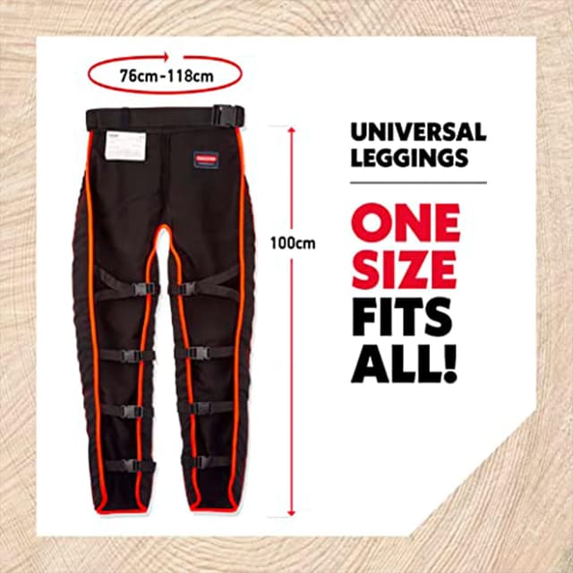 Detalle de Oregon 575780 Universal Typ A Kettensägen-Sicherheitsleggings mit verstellbarem Frontschutz