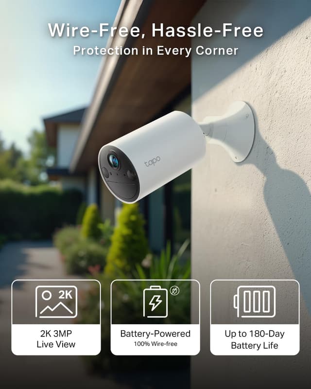 Detalle 2 de Tapo TC82 2K battery security camera — 180‑day life